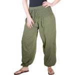 Armeegrüne Hippie Kunst und Magie Freizeithosen aus Baumwolle für Damen Größe XL Weite 38 