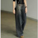 Anthrazitfarbene Casual High Waist Jeans aus Denim für Damen Größe 3 XL für den für den Sommer 