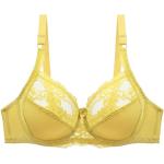 Gelbe Blumenmuster Sexy Push-Up BHs aus Spitze in 110D mit Rückenverschluss für Damen 