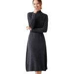 Dunkelgraue Midi Kaschmir-Pullover aus Wolle Handwäsche für Damen Größe M für Partys 