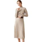 Khakifarbene Midi Kaschmir-Pullover aus Wolle Handwäsche für Damen Größe M für Partys 