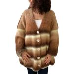Braune Oversize Damencardigans mit Knopf aus Mohair Große Größen für den für den Winter 