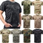 Schwarze Camouflage Oversize Kurzärmelige Rundhals-Ausschnitt T-Shirts aus Polyester für Herren Größe 3 XL Große Größen für den für den Sommer 