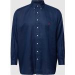 Marineblaue Langärmelige Ralph Lauren Big & Tall Kentkragen Hemden mit Kent-Kragen aus Leinen für Herren Größe 4 XL Große Größen 