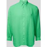Hellgrüne Langärmelige Ralph Lauren Big & Tall Kentkragen Hemden mit Kent-Kragen aus Leinen für Herren Größe 5 XL Große Größen 