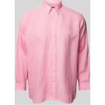 Pinke Langärmelige Ralph Lauren Big & Tall Kentkragen Hemden mit Kent-Kragen aus Leinen für Herren Größe 3 XL Große Größen 