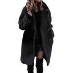 Schwarze Gesteppte Oversize Maxi Daunenmäntel lang mit Reißverschluss aus Softshell mit Kapuze für Damen Größe XL für den für den Winter 