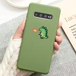 Grüne Elegante Samsung Galaxy A40 Hüllen Art: Bumper Cases mit Dinosauriermotiv Matt aus Silikon 