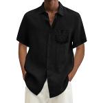 Dunkelblaue Karo Elegante Kurzärmelige Stehkragen Herrenjeanshemden mit Blumenmotiv aus Leder Größe 4 XL für den für den Sommer 