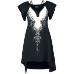 Schwarze Gothic Poizen Industries Midi V-Ausschnitt Spaghettiträger-Kleider mit Cutwork für Damen Größe XS 