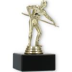 Pokal Kunststofffigur Billardspieler gold auf schwarzem Marmorsockel 13,0cm