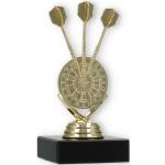 Pokal Kunststofffigur Dartscheibe gold auf schwarzem Marmorsockel 13,9cm