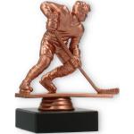 Pokal Kunststofffigur Eishockeyspieler bronze auf schwarzem Marmorsockel 12,8cm