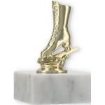 Pokal Kunststofffigur Schlittschuh gold auf weißem Marmorsockel 10,4cm