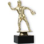 Pokal Kunststofffigur Softballspielerin gold auf schwarzem Marmorsockel 17,3cm