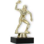 Pokal Kunststofffigur Tischtennisspielerin gold auf schwarzem Marmorsockel 14,8cm