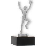 Pokal Metallfigur Basketballerin silbermetallic auf schwarzem Marmorsockel 15,6cm