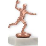 Pokal Metallfigur Handballspieler bronze auf weißem Marmorsockel 11,0cm