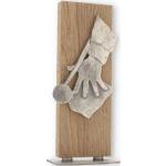 Pokal Zamakfigur Billardstoß silber auf Holzbrett 25,0cm