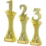 Pokalset je 1x Zahl 3,2,1 Pokal DERVAL Zahlen Ziffer 1 2 3 Siegerpokal Trophäe Gold mit Gravur