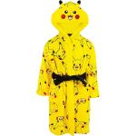 Gelbe Langärmelige Pokemon Pikachu Bademäntel mit Kapuze aus Polyester mit Kapuze für Herren für den für den Winter 