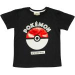 Schwarze Kurzärmelige Nintendo Pokemon Pokeball Kinder T-Shirts aus Baumwolle für Jungen Größe 92 