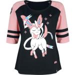 Pinke Langärmelige Pokemon U-Boot-Ausschnitt Print-Shirts für Damen Größe XXL 