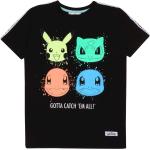 Schwarze Kurzärmelige Pokemon Bisasam Kinder T-Shirts aus Baumwolle Größe 158 