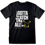 Schwarze Pokemon Rundhals-Ausschnitt T-Shirts aus Baumwolle für Herren Größe L 