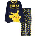 Marineblaue Pokemon Pikachu Lange Kinderschlafanzüge für Jungen Größe 158 
