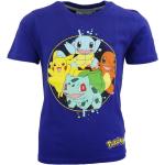 Blaue Kurzärmelige Pokemon Pikachu Kinder T-Shirts aus Baumwolle für Jungen Größe 116 
