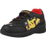 Schwarze Pokemon Pikachu Low Sneaker mit Klettverschluss aus Textil für Kinder Größe 33 