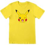 Gelbe Unifarbene Kurzärmelige Nintendo Pokemon Pikachu T-Shirts aus Baumwolle für Herren Größe S 