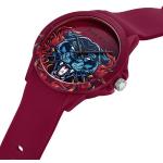 Rote Wasserdichte Japanische Police Quarz Herrenarmbanduhren aus Silikon mit Mineralglas-Uhrenglas mit Silikonarmband 