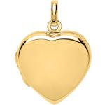 Goldene UNIQUE Herz Medaillons poliert aus vergoldet für Damen 
