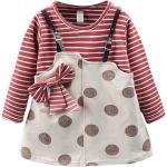 Rosa Gepunktete Langärmelige Gemusterte Kinderkleider aus Baumwolle für den für den Herbst 