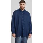 Marineblaue Langärmelige Ralph Lauren Big & Tall Kentkragen Hemden mit Kent-Kragen aus Leinen für Herren Größe 4 XL Große Größen 