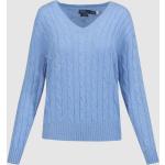 Reduzierte Blaue Ralph Lauren Polo Ralph Lauren V-Ausschnitt Kaschmir-Pullover aus Wolle für Damen Größe L für den für den Herbst 