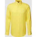 Gelbe Unifarbene Ralph Lauren Polo Ralph Lauren Button Down Kragen Leinenhemden aus Leinen für Herren Größe M 