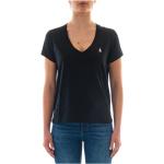 Schwarze Bestickte Ralph Lauren Polo Ralph Lauren V-Ausschnitt T-Shirts für Damen Größe S 