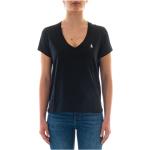 Schwarze Bestickte Ralph Lauren Polo Ralph Lauren V-Ausschnitt T-Shirts für Damen Größe XS 