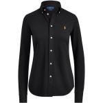 Schwarze Bestickte Langärmelige Ralph Lauren Polo Ralph Lauren Button Down Kragen Langarm-Poloshirts für Damen Größe XS 