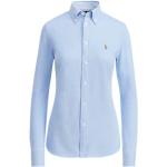 Blaue Langärmelige Ralph Lauren Polo Ralph Lauren Polo Blue Button Down Kragen Langarm-Poloshirts für Damen Größe M 