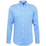 Reduzierte Blaue Langärmelige Ralph Lauren Polo Ralph Lauren Herrenlangarmhemden aus Leinen Größe L für den für den Sommer 