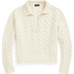 Cremefarbene Unifarbene Langärmelige Ralph Lauren Polo Ralph Lauren V-Ausschnitt Kaschmir-Pullover aus Wolle für Damen Größe M für den für den Herbst 