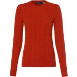 Reduzierte Rote Ralph Lauren Polo Ralph Lauren Rundhals-Ausschnitt Zopfpullover aus Wolle für Damen Größe XS 