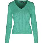 Grüne Unifarbene Langärmelige Ralph Lauren Polo Ralph Lauren V-Ausschnitt Wintermode aus Baumwolle für Damen Größe M für den für den Herbst 