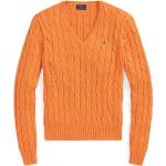 Orange Unifarbene Langärmelige Ralph Lauren Polo Ralph Lauren V-Ausschnitt Wintermode aus Baumwolle für Damen Größe S für den für den Herbst 