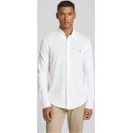 Weiße Langärmelige Ralph Lauren Polo Ralph Lauren Button Down Kragen Herrenlangarmhemden aus Baumwolle Größe L 