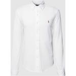 Weiße Unifarbene Langärmelige Ralph Lauren Polo Ralph Lauren Button Down Kragen Herrenlangarmhemden aus Baumwolle Größe M 
